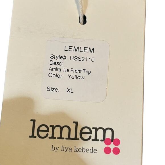 NWT Lemlem Amira Bikini Women's Size XL 2 Pcs Yellow Tie Front String Bottom - Picture 12 of 13